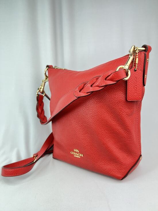 Coach Handbags - COACH Mini Abby Duffel Shoulder Crossbody Bag RED Pebble Leather